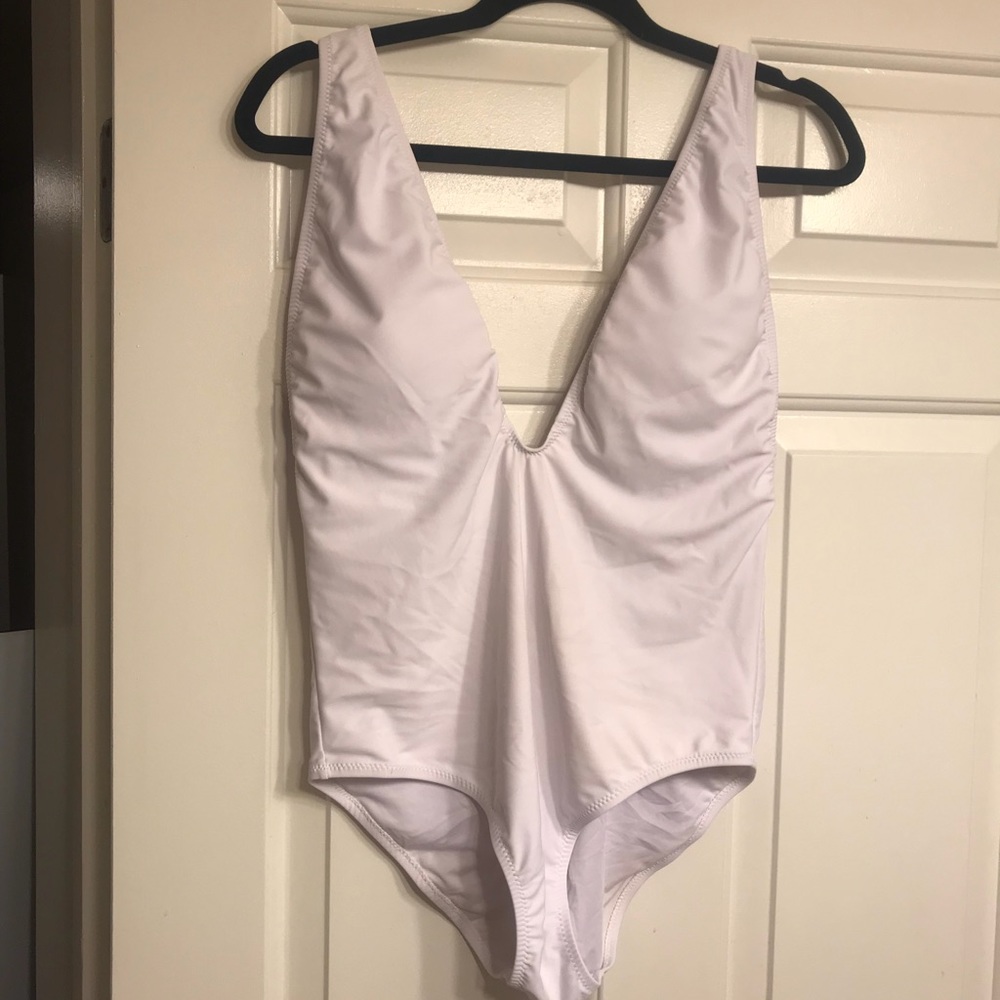 White one piece bathing suit